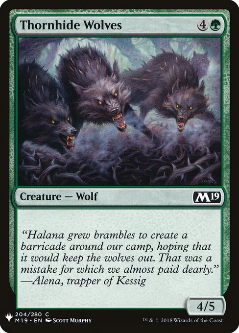 《茨隠れの狼/Thornhide Wolves》[PWシンボル付き再版] 緑C